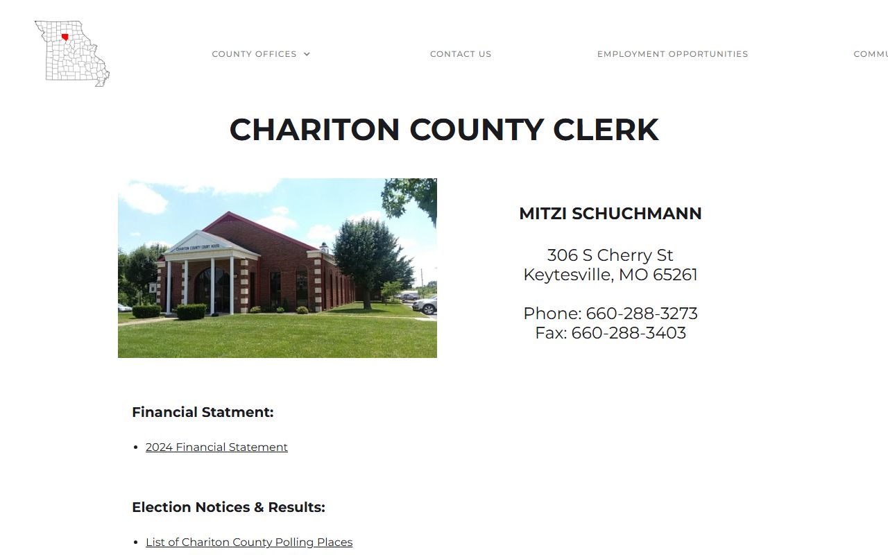 Chariton County clerk records separate county clerk page