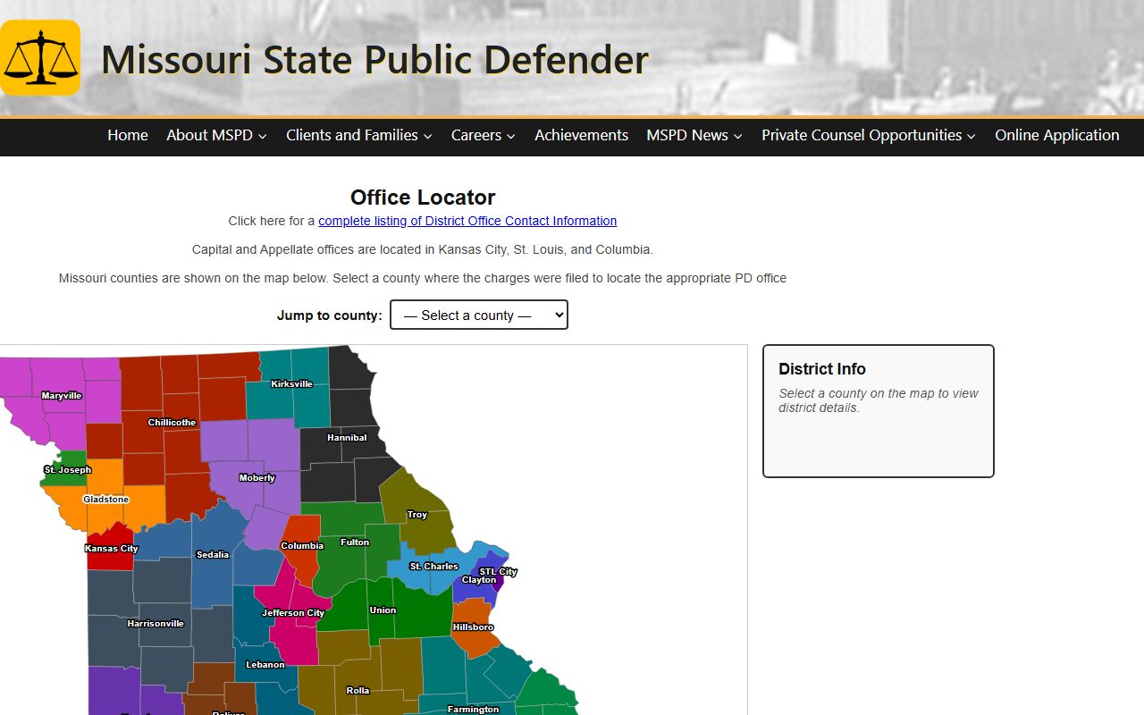 Chariton County arrest records and court charges Missouri public defender office locator