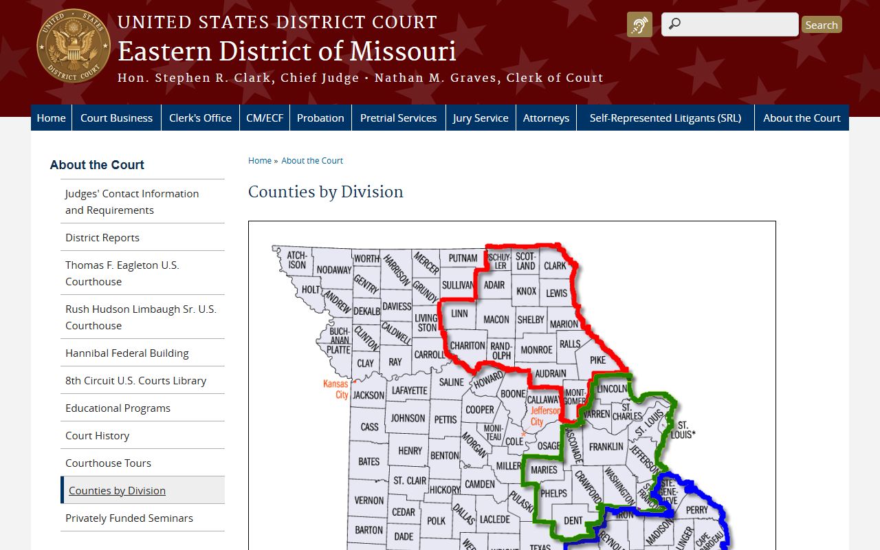 Chariton County court dockets Eastern District counties by division