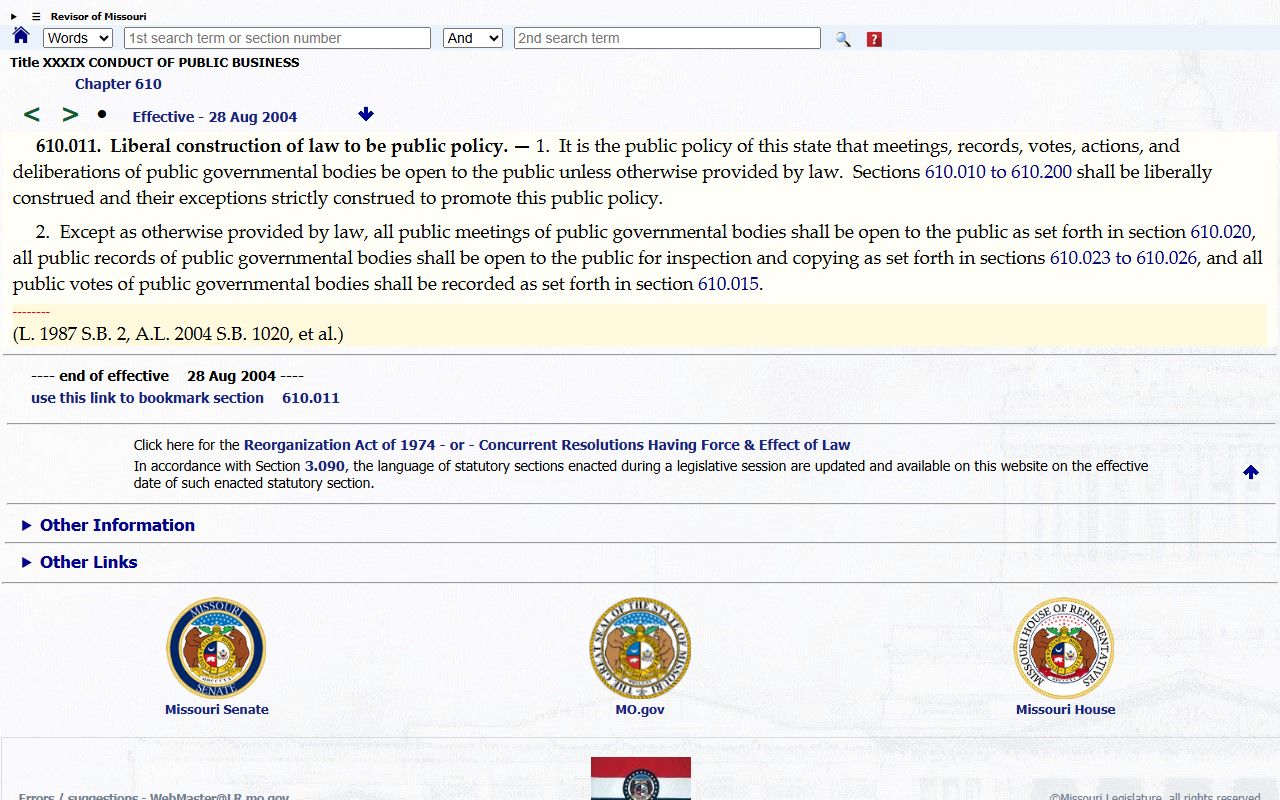 Chariton County court records Missouri Sunshine Law public access section