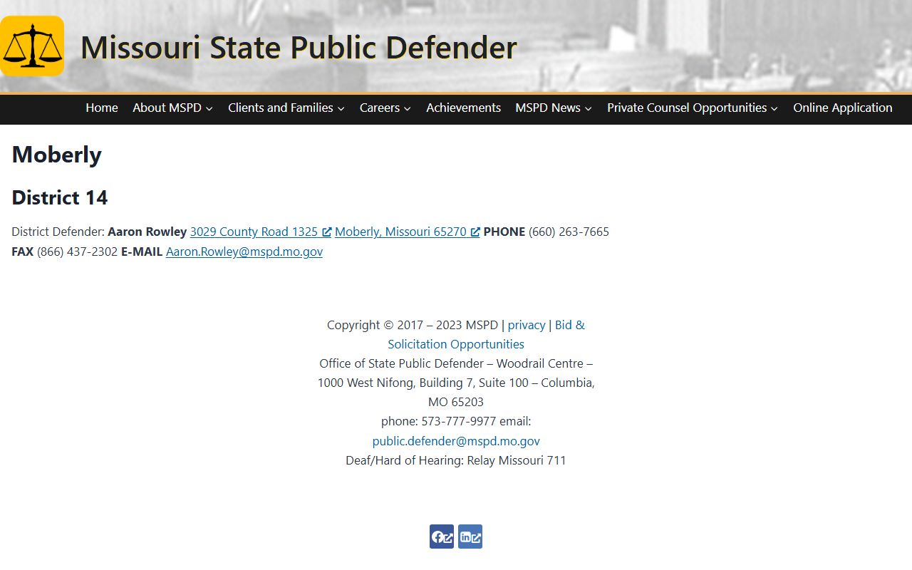 Chariton County criminal court records Missouri State Public Defender Moberly office
