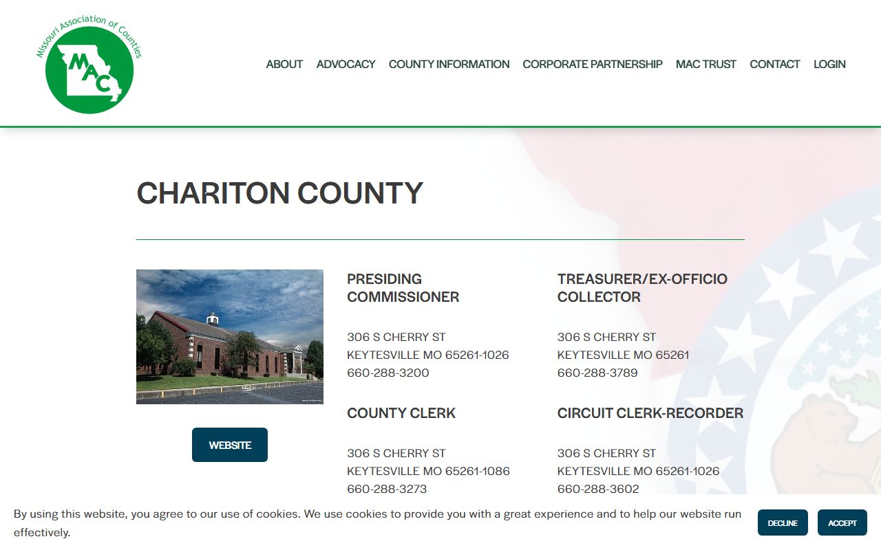 Chariton County Court records Missouri Association of Counties directory