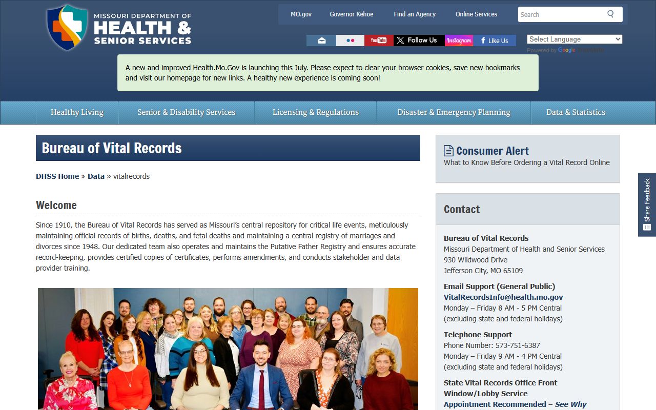 Chariton County marriage and divorce records Missouri vital records registry