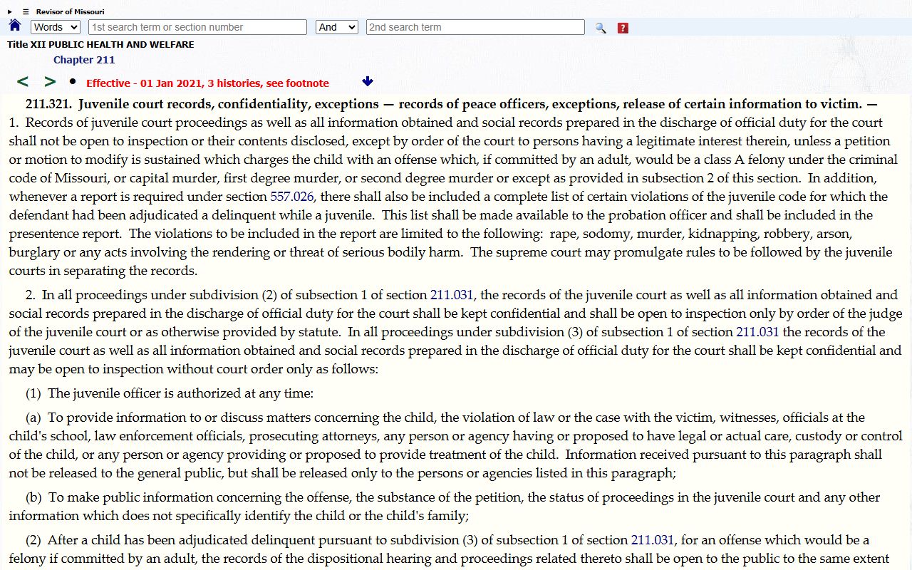 Chariton County probate records juvenile confidentiality statute