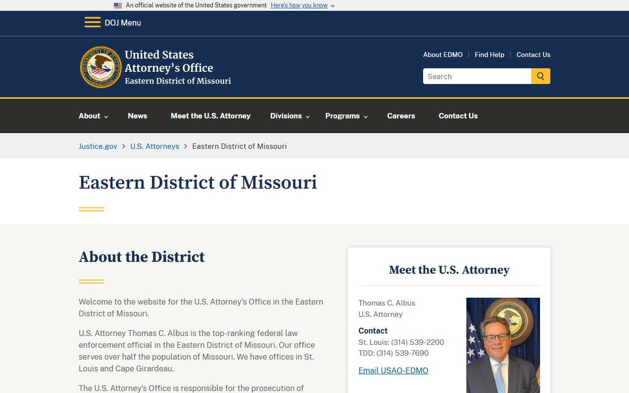Chariton County warrant search U.S. Attorney Eastern District of Missouri